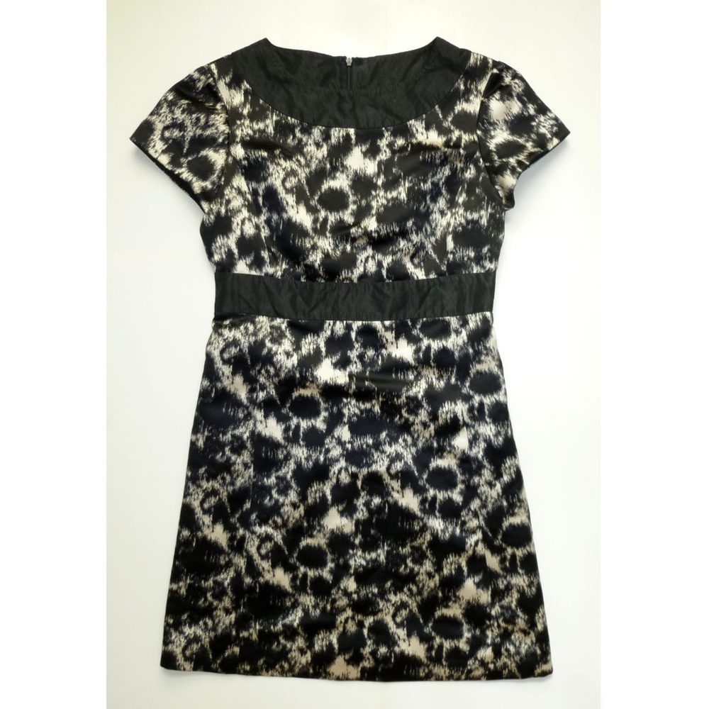 EUC Black Ink Splotched Ecru Dress by Pollini